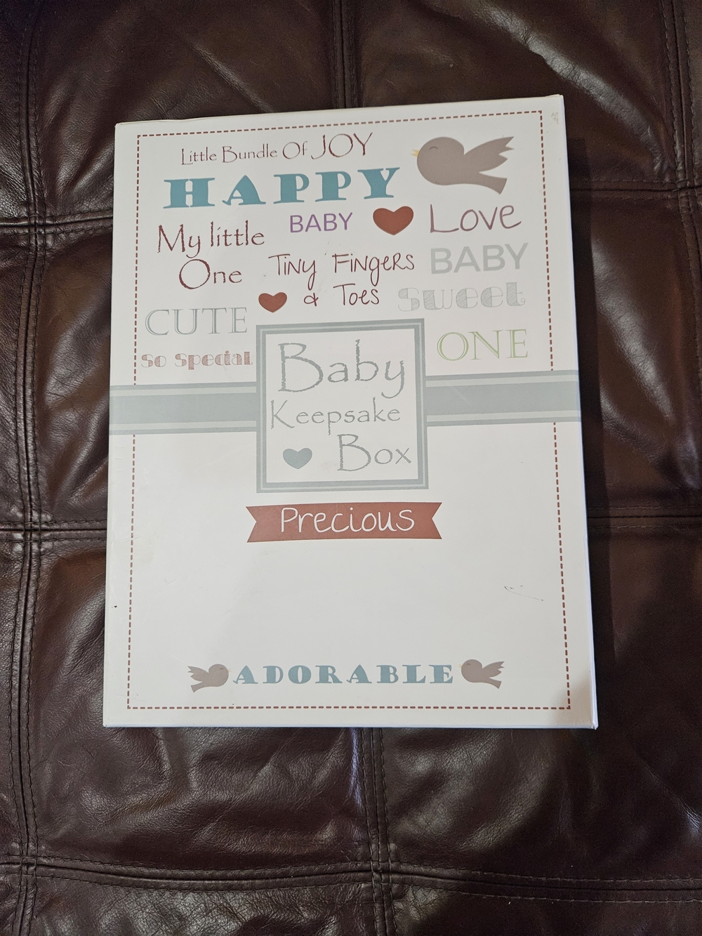 Baby Keepsake Box - Precious Adorable Design (White, Blue, Pink)